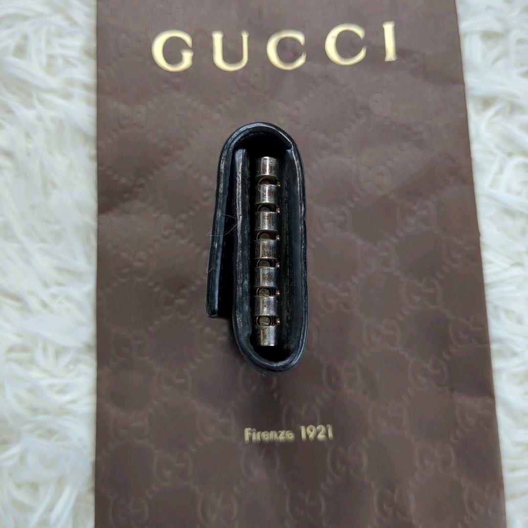 GUCCI　グッチ 6連キーケース シェリーライン スター GG柄　レザー 黒