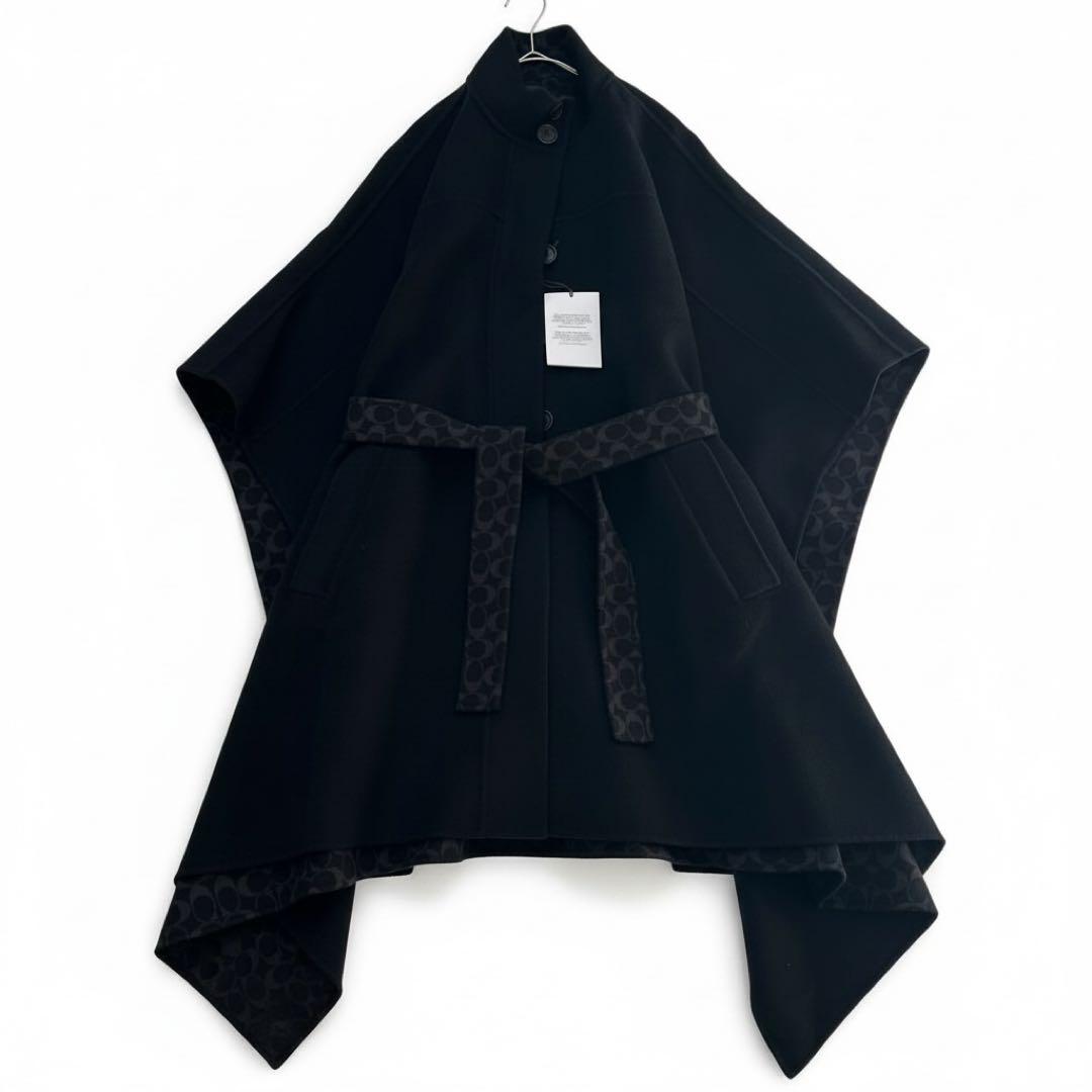 新品タグ付き✨COACH ダブル フェイス ウール ケープ ブラック