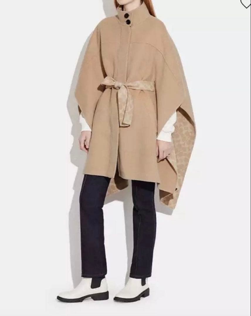 新品タグ付き✨COACH ダブル フェイス ウール ケープ ブラック