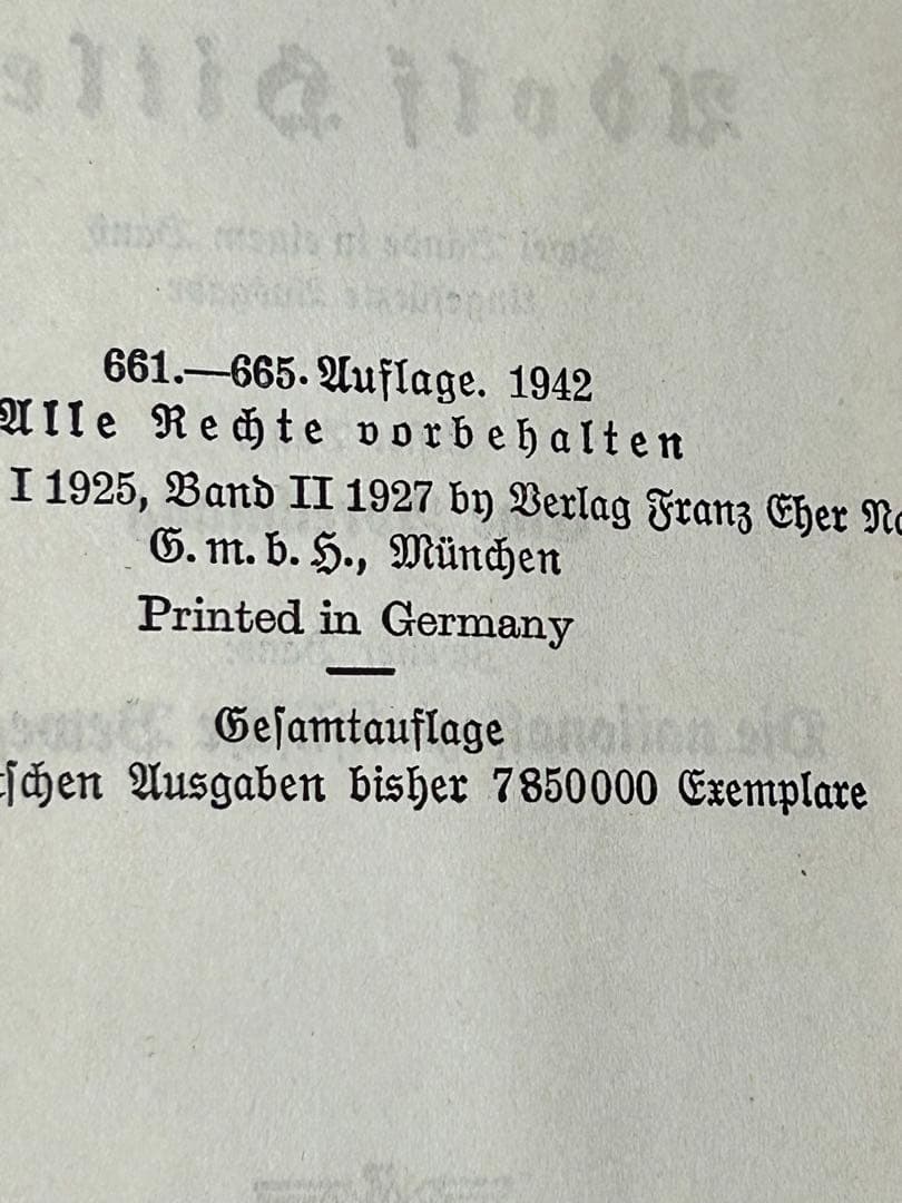 Mein Kampf 我が闘争1942年Wedding版ハードカバー