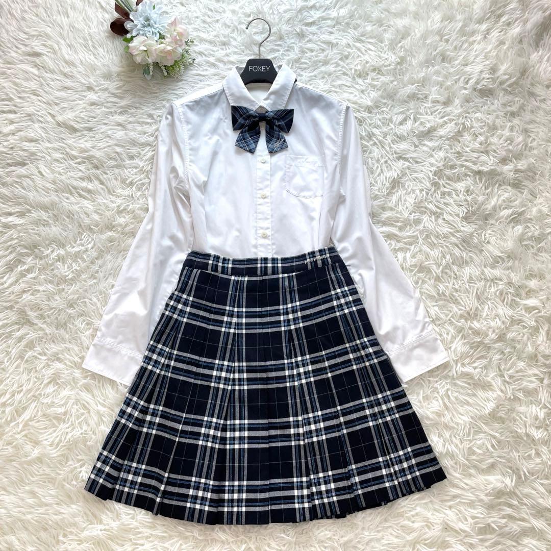 高級感✨ポンポネット フォーマル セット チェック 水色 160 お受験 入学式