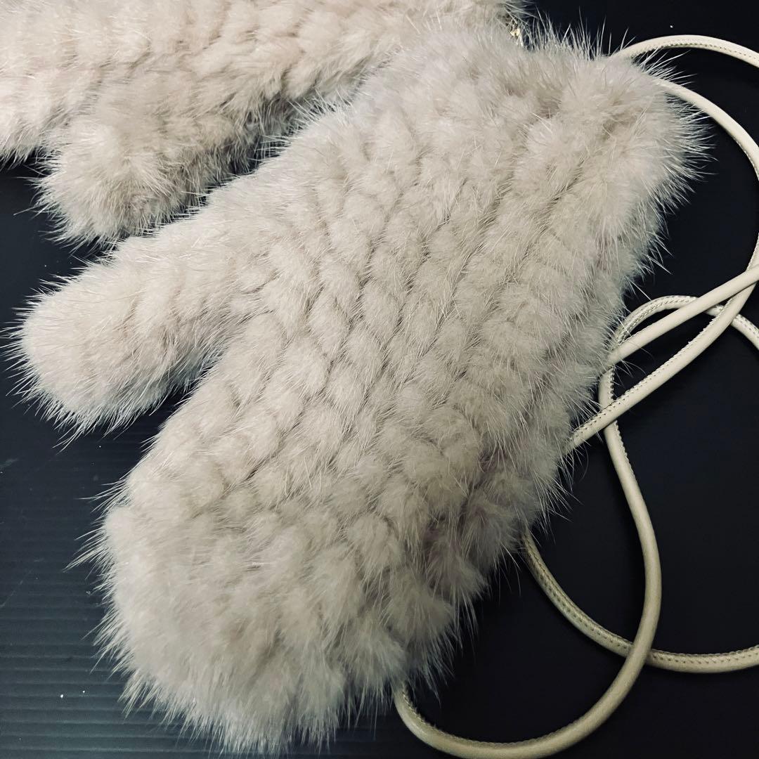 MaxMara ミンクミトン　グレジュカラー　マックスマーラ