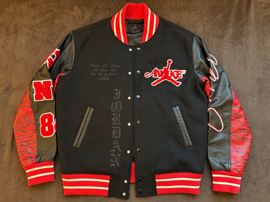 Jordan AwakeNY バーシティJacket S Redスタジャン
