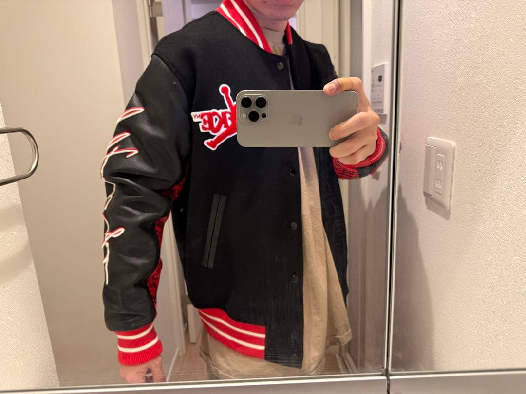 Jordan AwakeNY バーシティJacket S Redスタジャン