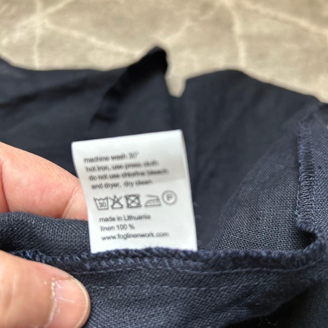 fog リネン エプロン　紺色