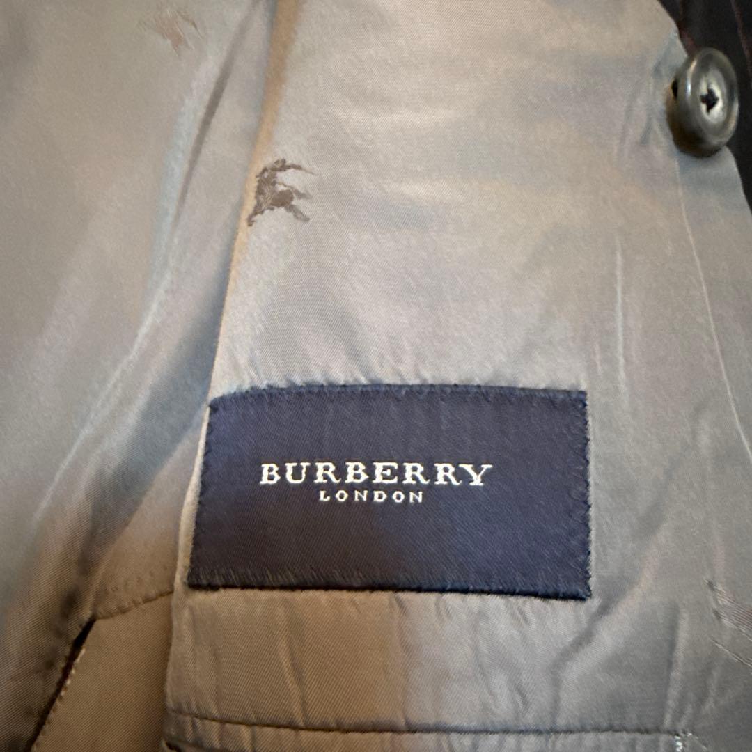 【美品】バーバリーロンドン ダブル スーツセットアップ ストライプ シルク混A6