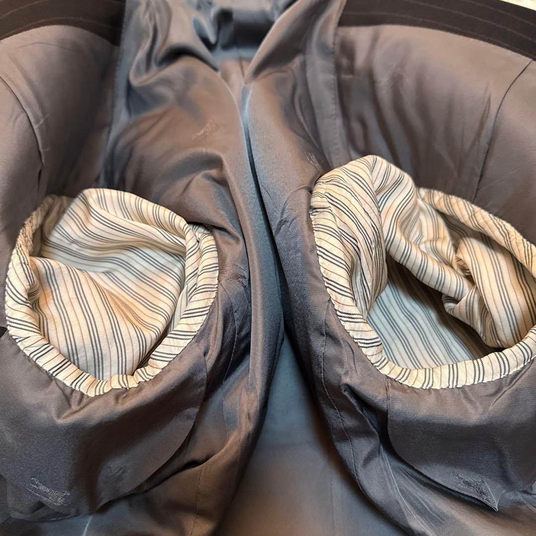 【美品】バーバリーロンドン ダブル スーツセットアップ ストライプ シルク混A6