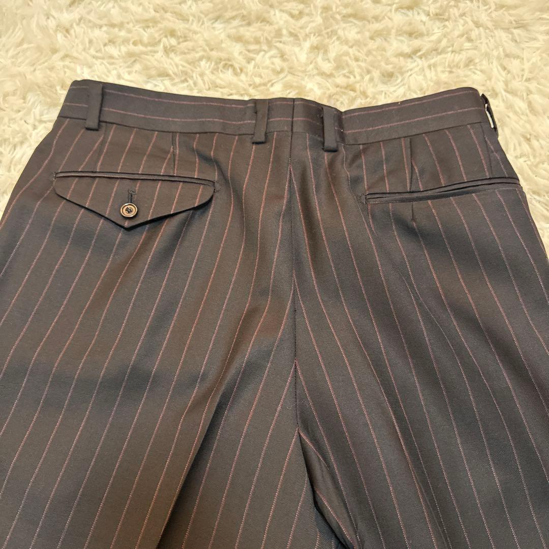 【美品】バーバリーロンドン ダブル スーツセットアップ ストライプ シルク混A6