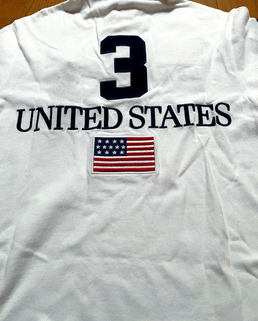 【良品】ポロバイラルフローレン 半袖ポロシャツ ビッグポニー アメリカ国旗 刺繍