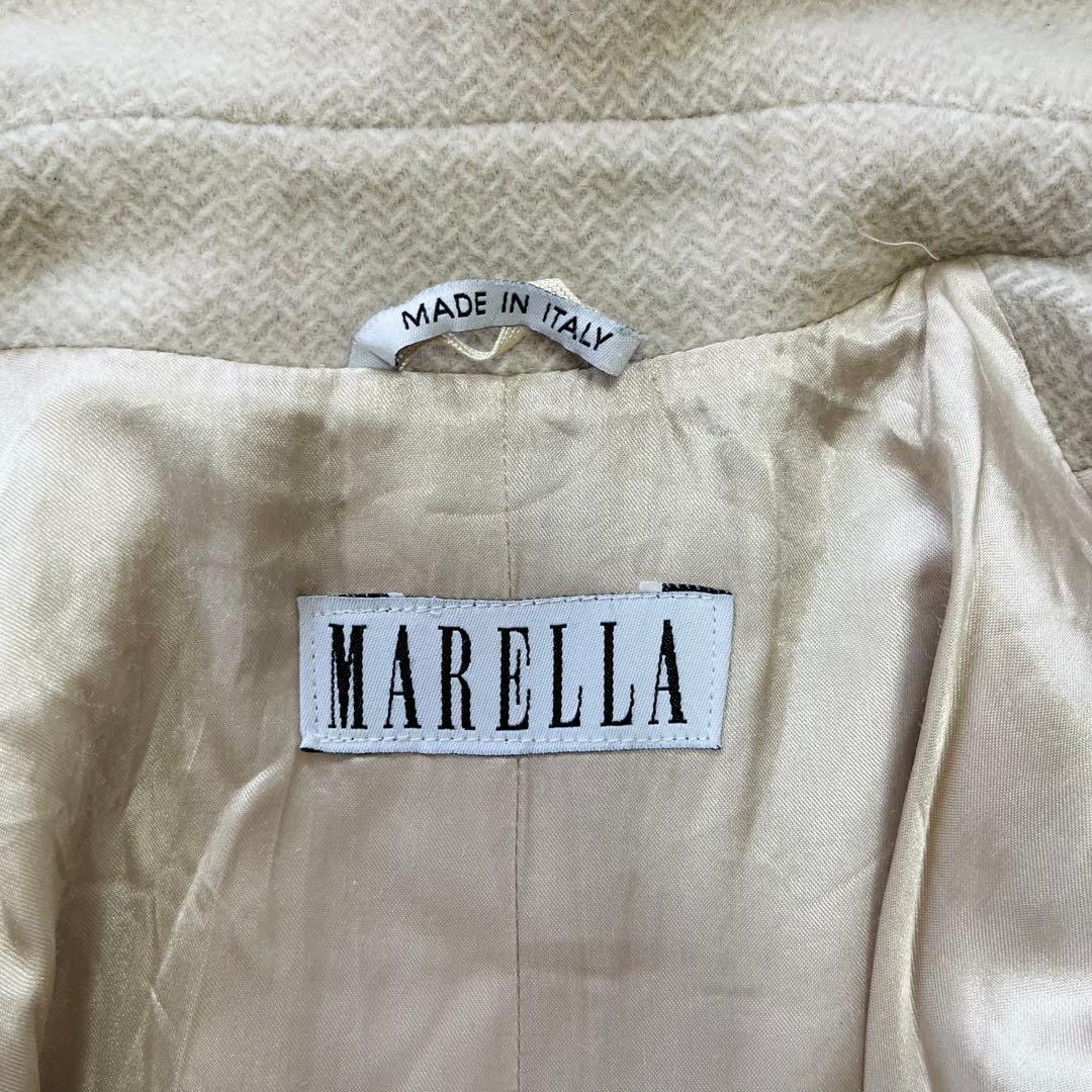 美品L✨マックスマーラ　マレーラ　ピーコート　カシミヤ混合　アイボリーベージュ