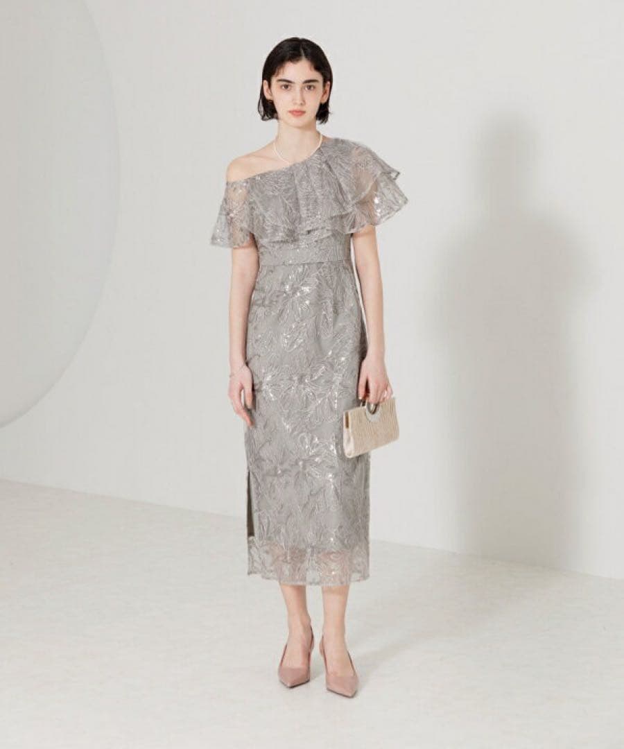 Leja レジャ オフショルスパンコールワンピース M グレー