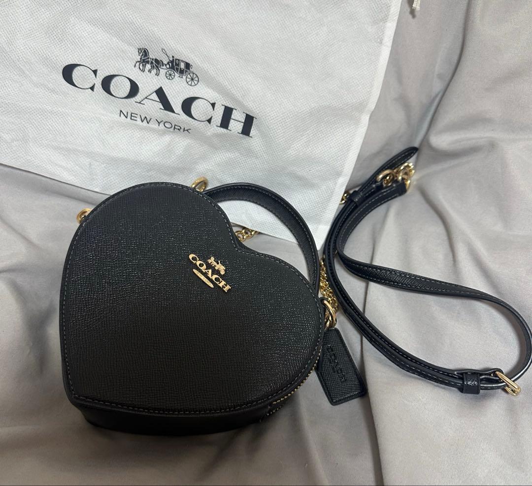 (最終値下げ) COACH ハート型ショルダーバッグ ブラック