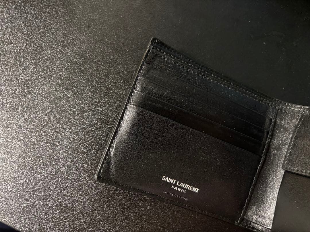 YVES SAINT LAURENT 二つ折り財布 モノグラム ブラック