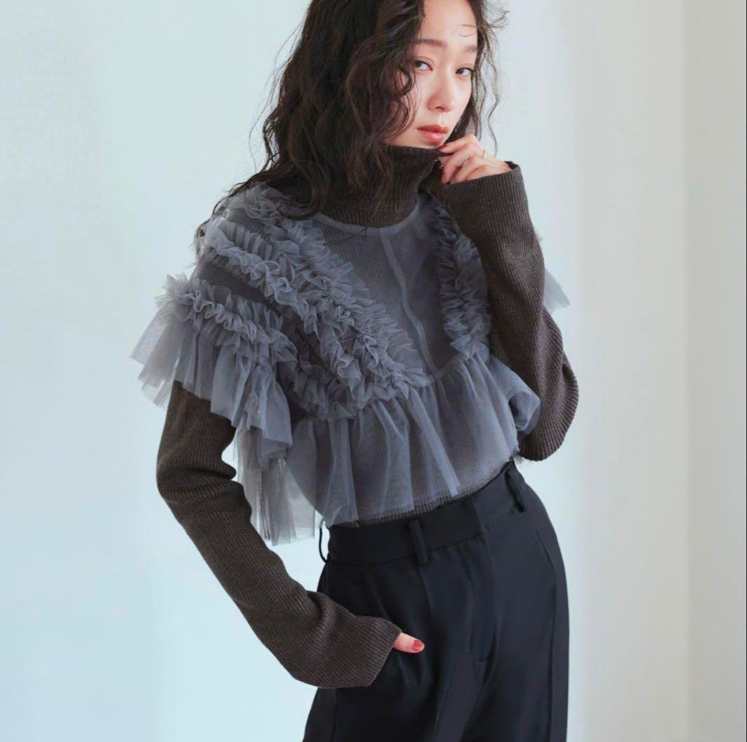 新品　フリルチュールシアートップス＆タックフレアドレスセット