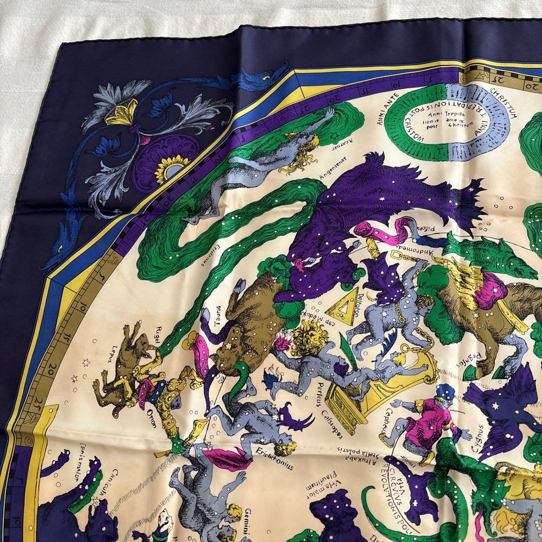 フランス製　CELINE シルク　スカーフ　星座　神話　天体　オールド　セリーヌ