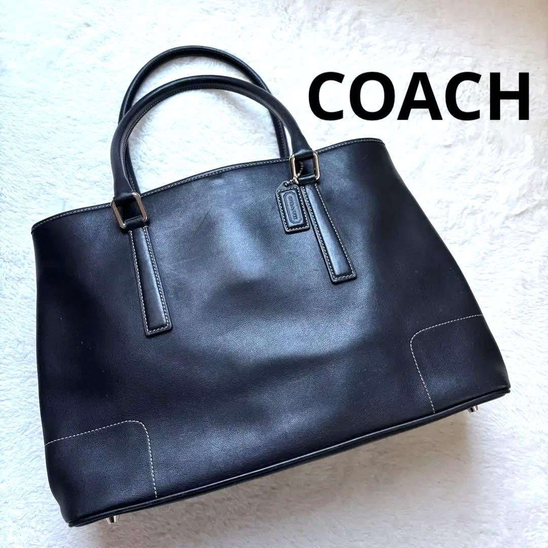 美品　COACH ブラック レザービジネスバッグ　big
