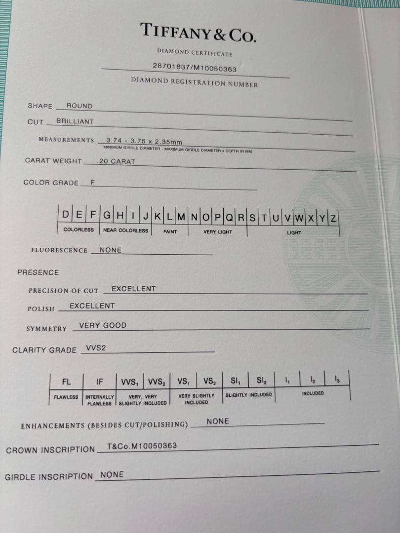 ♡美品・ティファニー・ソリティアネックレス♡Ｆカラー0.2ct♡