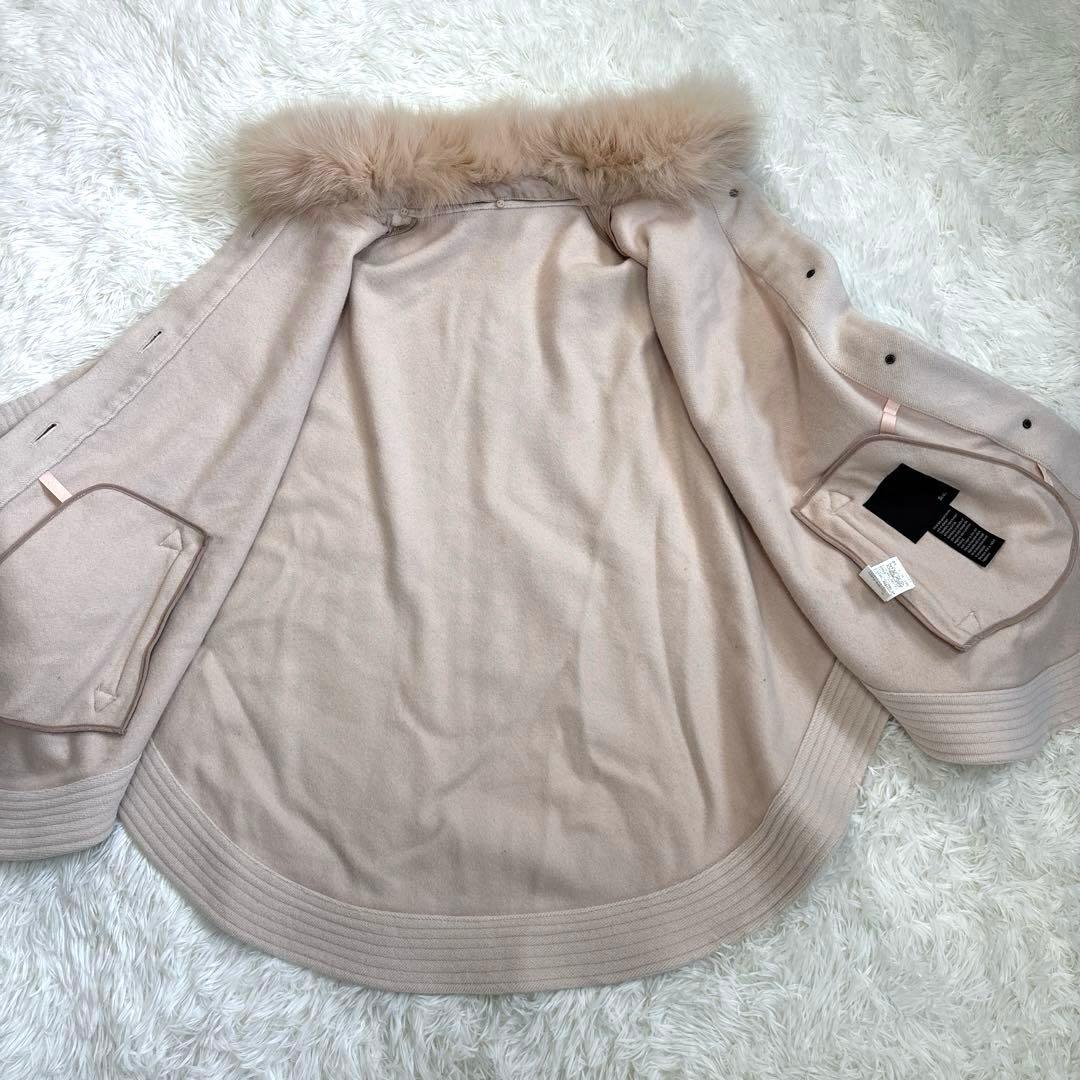 Sov. ポンチョコート　フォックスファー　アンゴラ　ピンクベージュ　ケープ