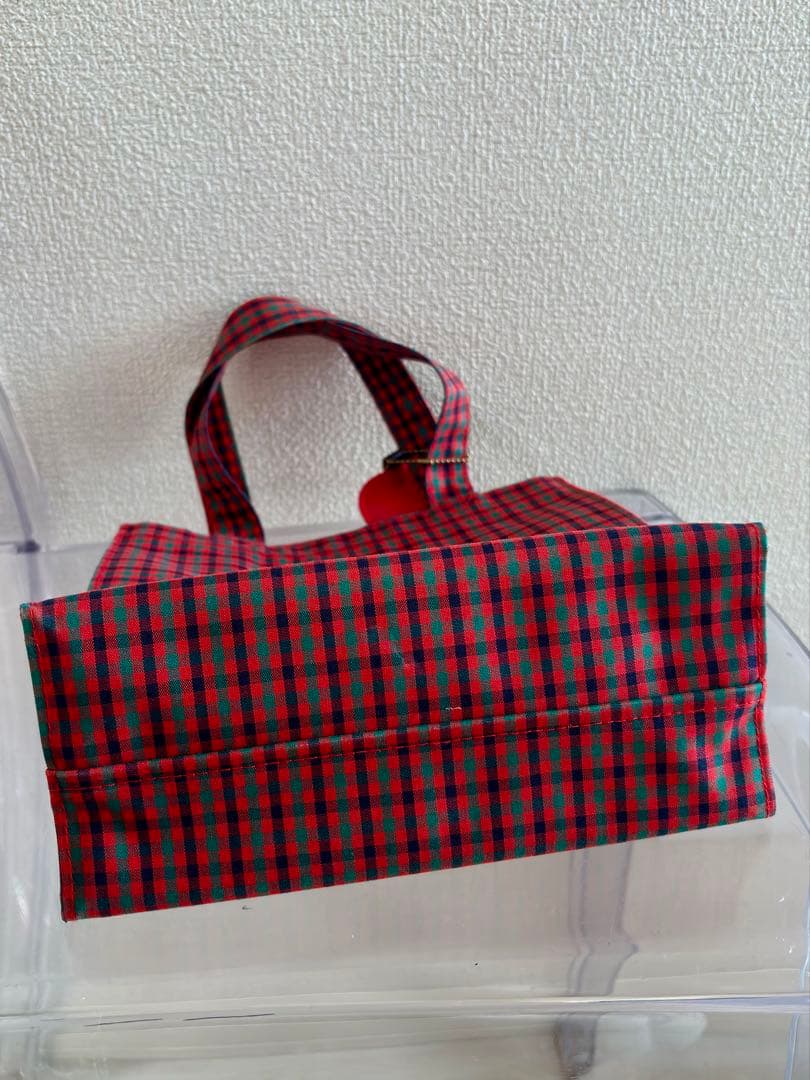 familiar トートバッグ 赤チェック 赤系チェック 旧