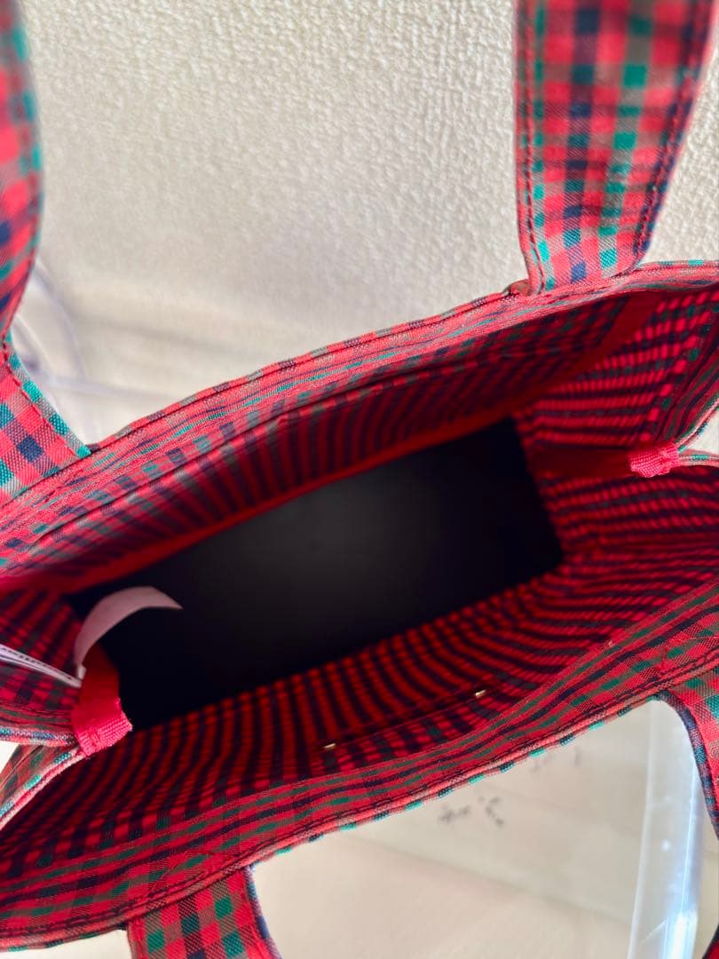 familiar トートバッグ 赤チェック 赤系チェック 旧