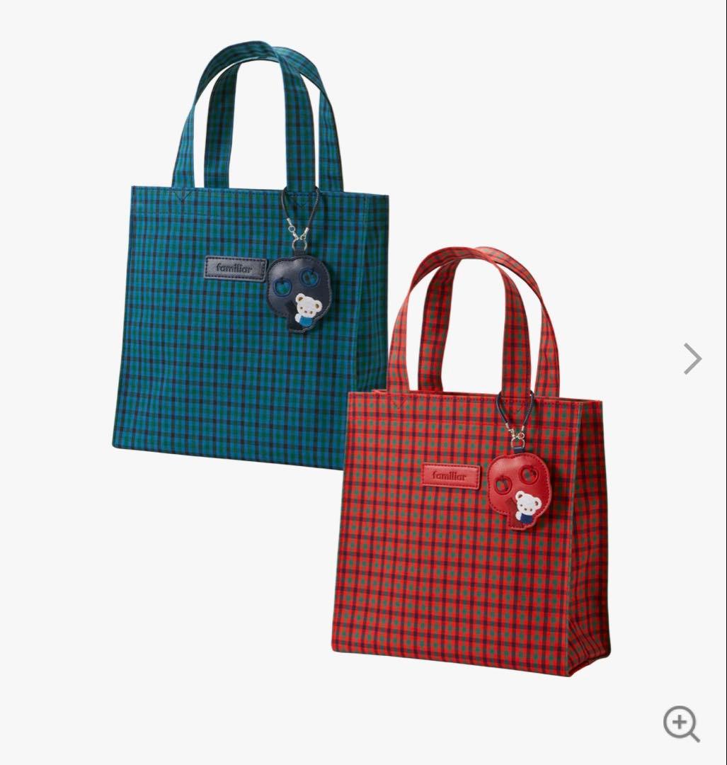 familiar トートバッグ 赤チェック 赤系チェック 旧