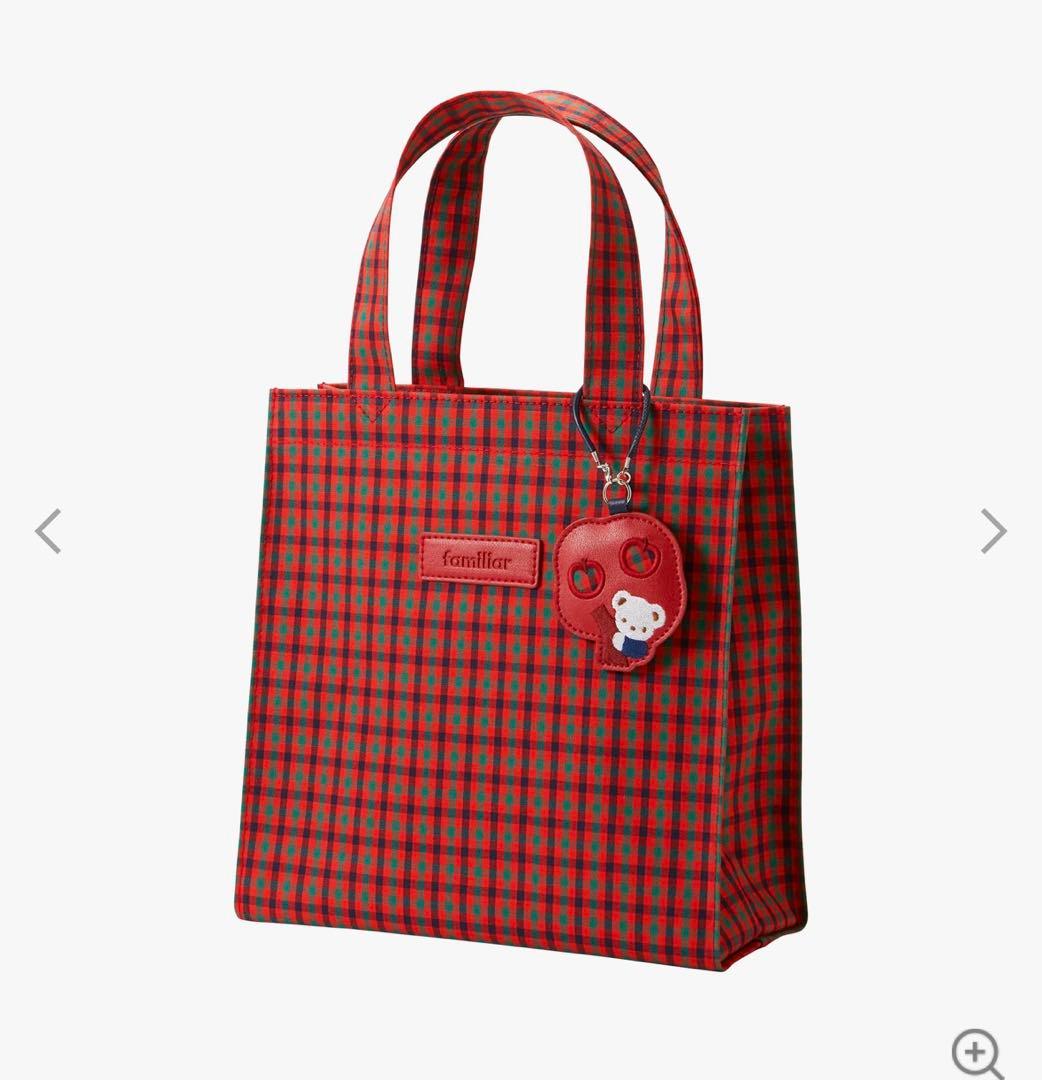 familiar トートバッグ 赤チェック 赤系チェック 旧
