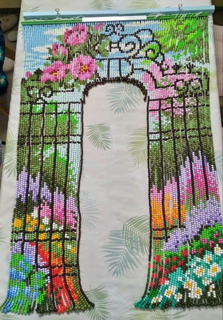 価格変更　スキルスクリーン　花と門 のれん 85cm×120cm【完成品】