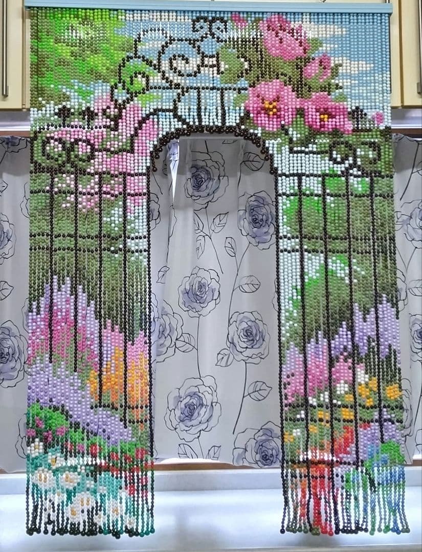 価格変更　スキルスクリーン　花と門 のれん 85cm×120cm【完成品】