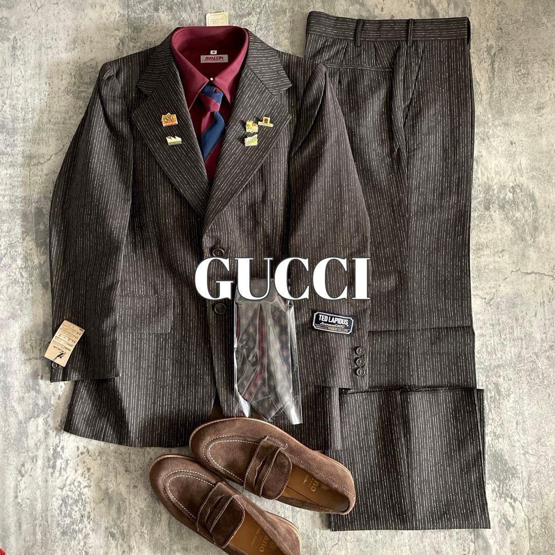 未使用 GUCCI LONG CHAMP ネクタイ 高級モヘアブレンド スーツ