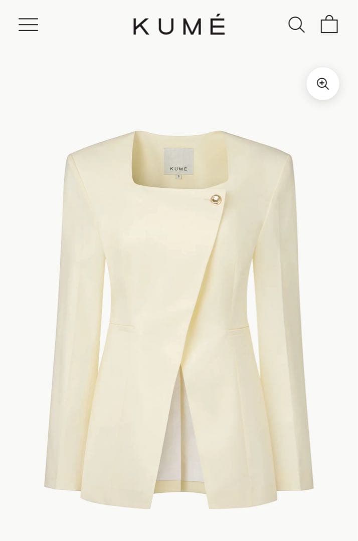 KUME//ONE BUTTON SQUARE-NECK JACKETジャケット