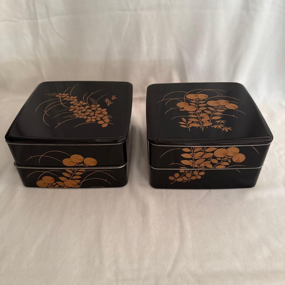 木製重箱 4段 和風 銀装飾