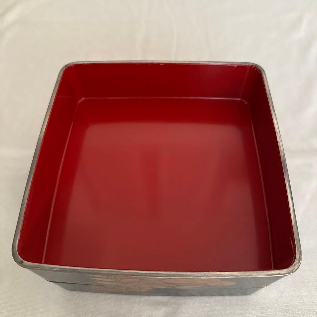木製重箱 4段 和風 銀装飾