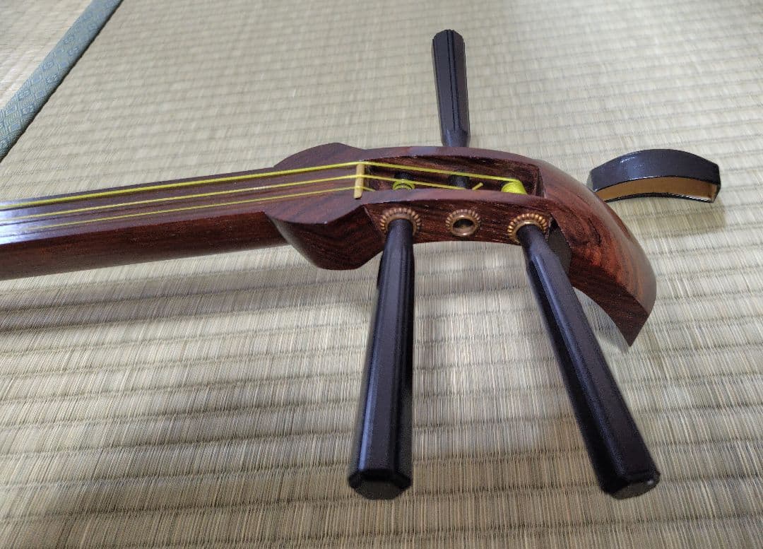 長唄用細棹三味線本体 花柄カバー 専用ケース付き
