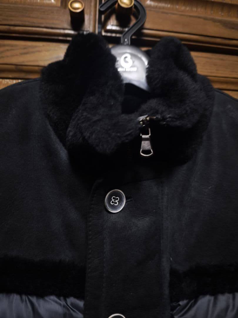 美品　EMMETI DONKEY ムートンダウンベスト　ブラック　サイズ46