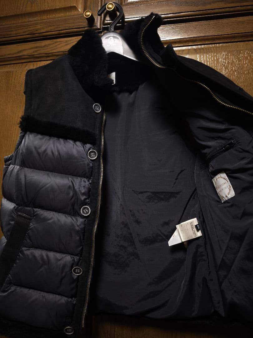 美品　EMMETI DONKEY ムートンダウンベスト　ブラック　サイズ46