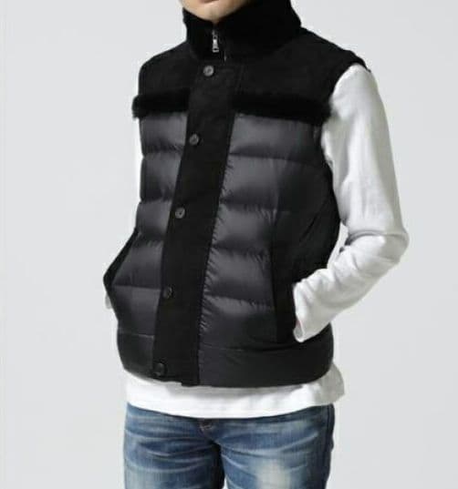 美品　EMMETI DONKEY ムートンダウンベスト　ブラック　サイズ46