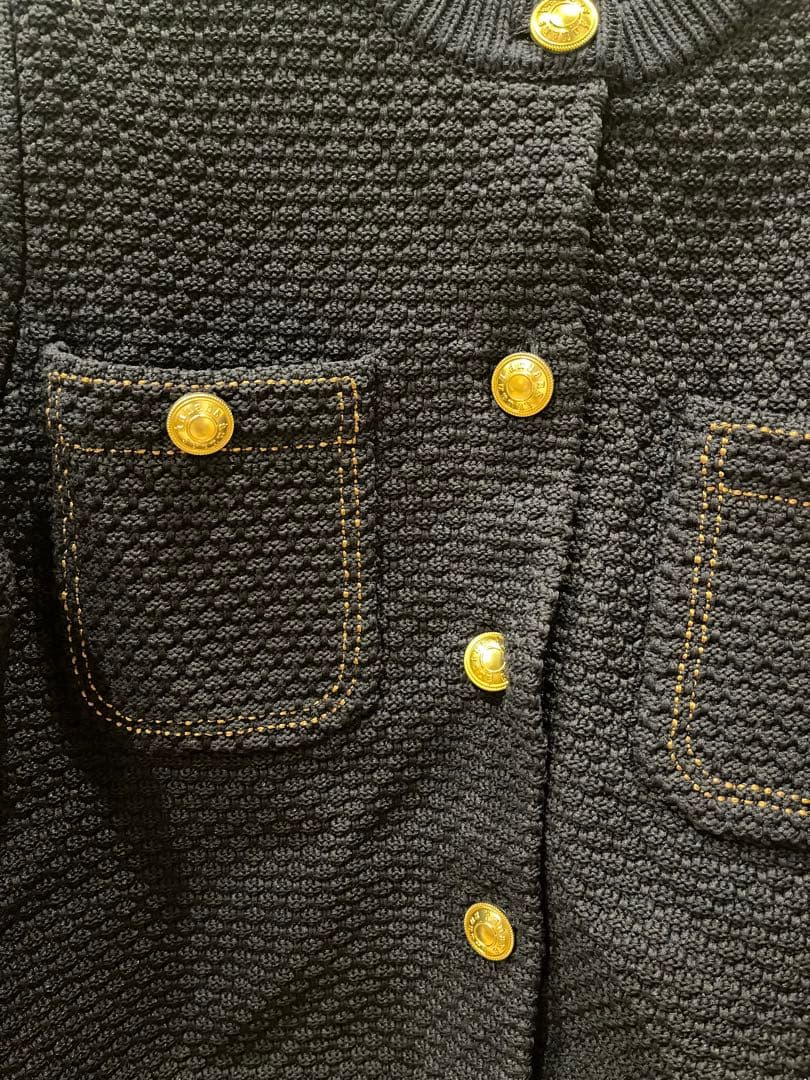 【新品】anuans アニュアンス　ノーカラーニットジャケット 　ネイビー