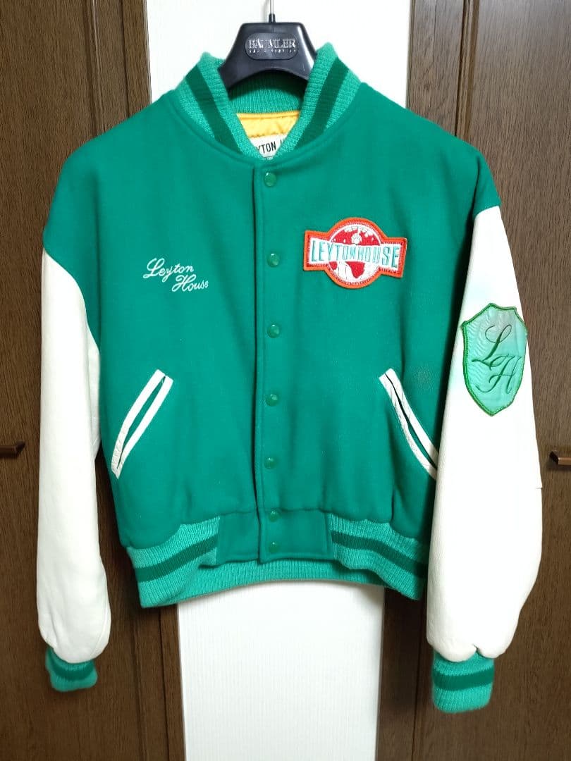 LEYTON HOUSE レザー袖スタジャン ビンテージユニセックス日本製