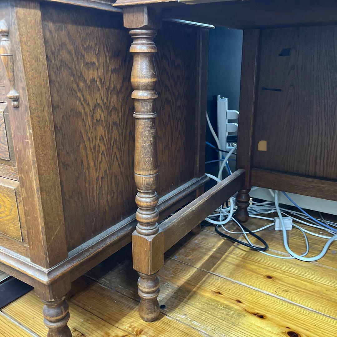 木製クラシック文机 引き出し6つ付き