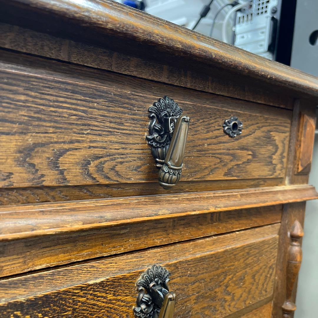 木製クラシック文机 引き出し6つ付き