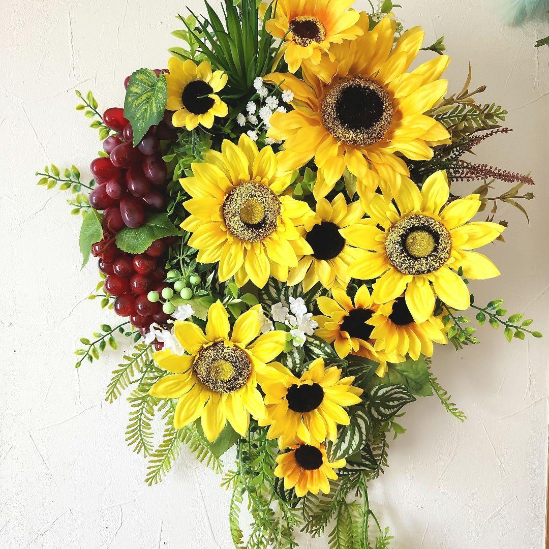 Mymです。葡萄と向日葵スワッグ風40)