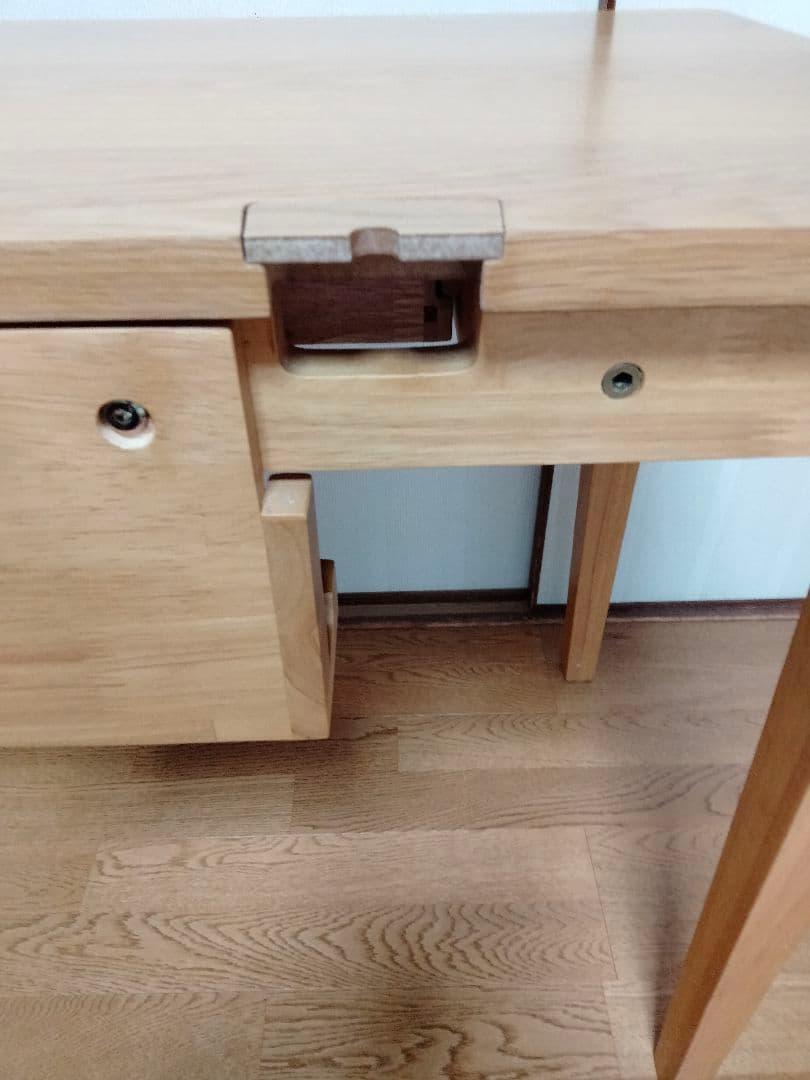 【美品】天然木 北欧スタイル オーク材 学習机 パソコンデスク 引き出し付き