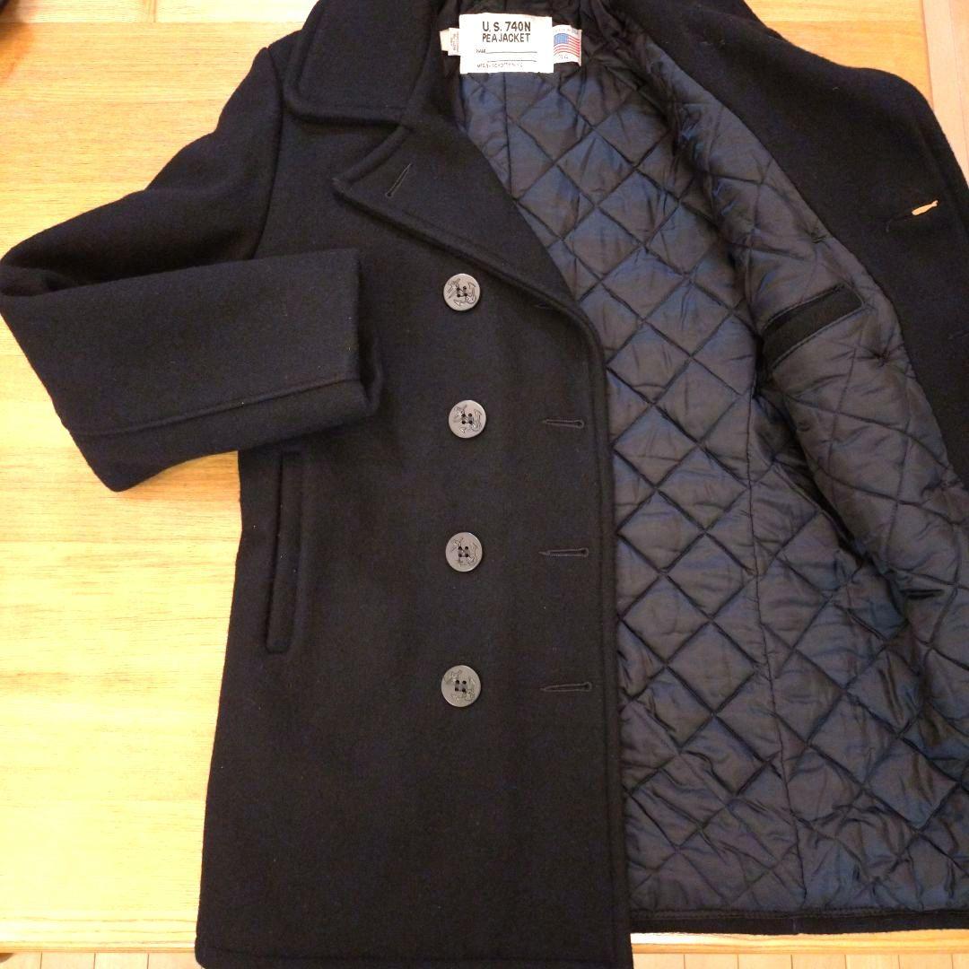 SCHOTT 黒 Pコート10ボタン 中綿キルティング　ダブル　U.S 740N