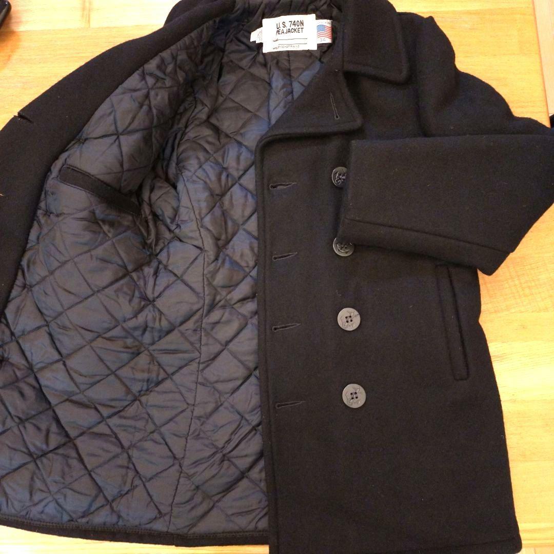 SCHOTT 黒 Pコート10ボタン 中綿キルティング　ダブル　U.S 740N