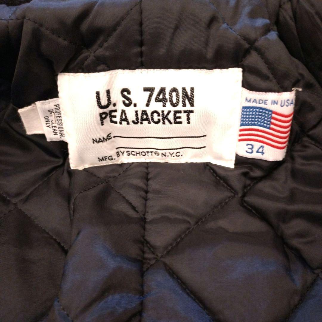 SCHOTT 黒 Pコート10ボタン 中綿キルティング　ダブル　U.S 740N