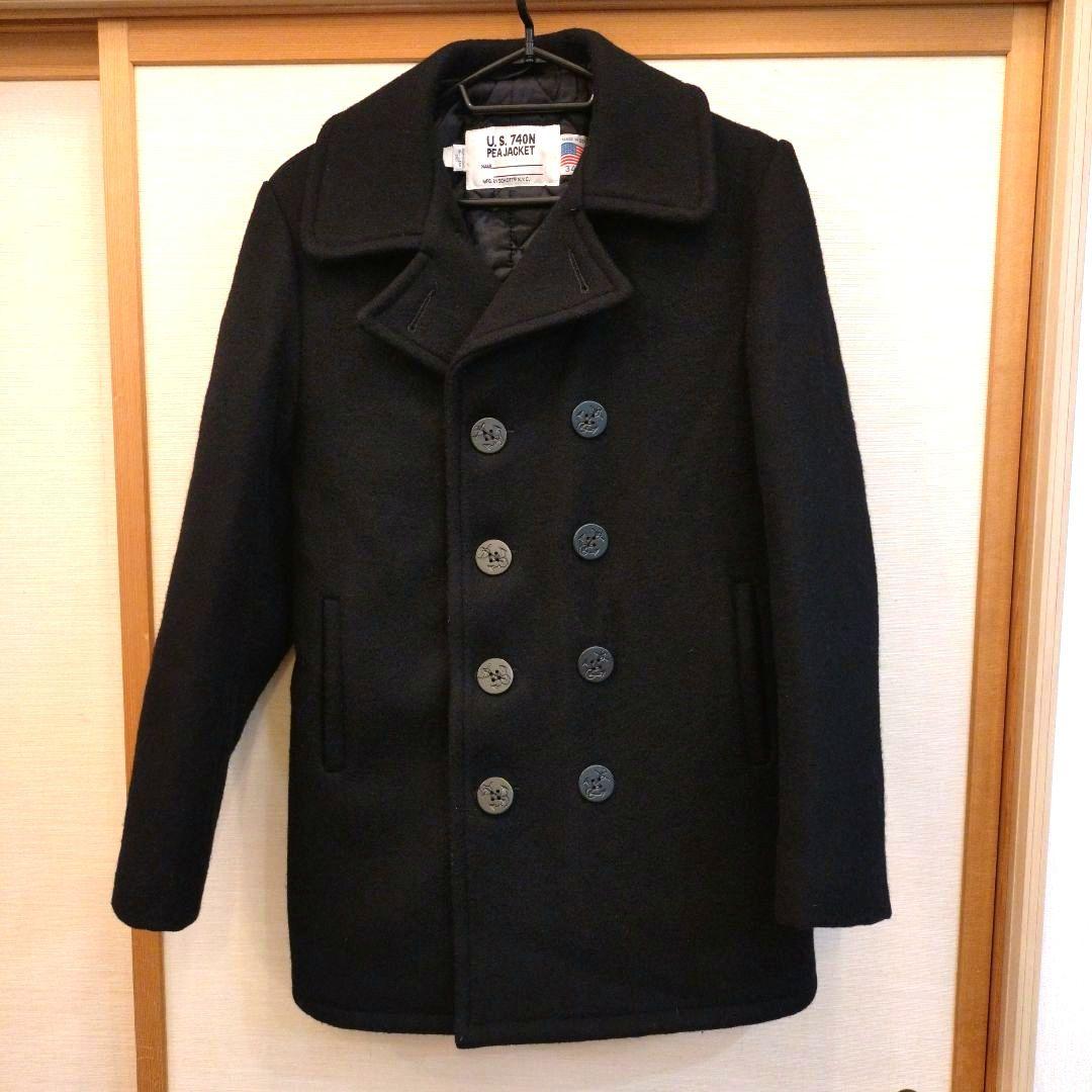 SCHOTT 黒 Pコート10ボタン 中綿キルティング　ダブル　U.S 740N