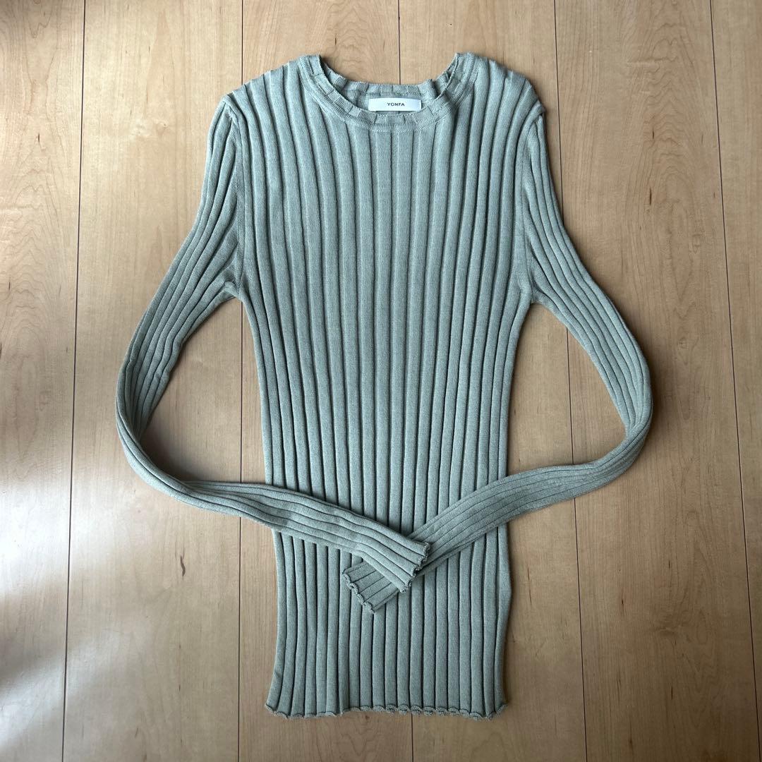 ヨンファ　コットンカシミヤリブニット　moss gray