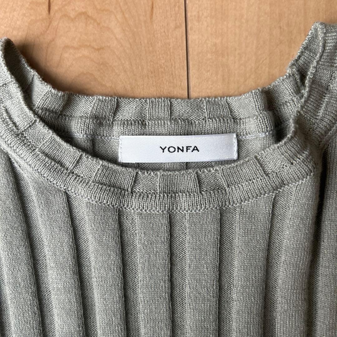 ヨンファ　コットンカシミヤリブニット　moss gray