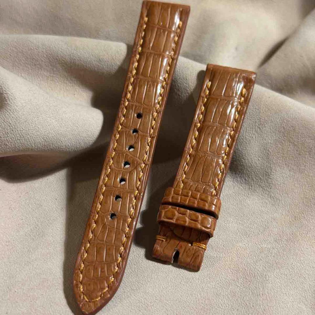 cro-1832 クロコダイル 腕時計ベルトライトブラウン ラグ幅18mm