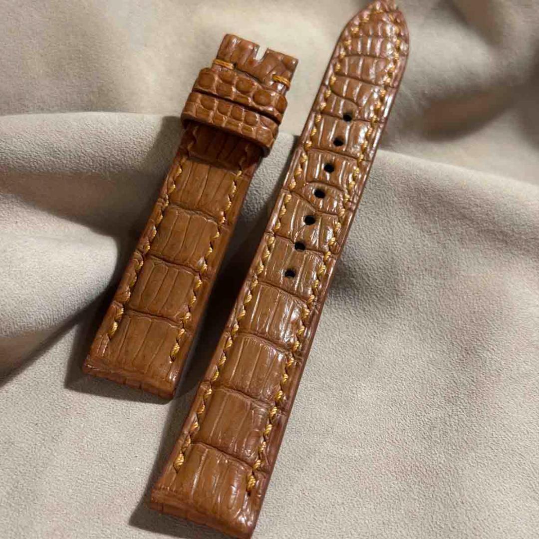 cro-1832 クロコダイル 腕時計ベルトライトブラウン ラグ幅18mm